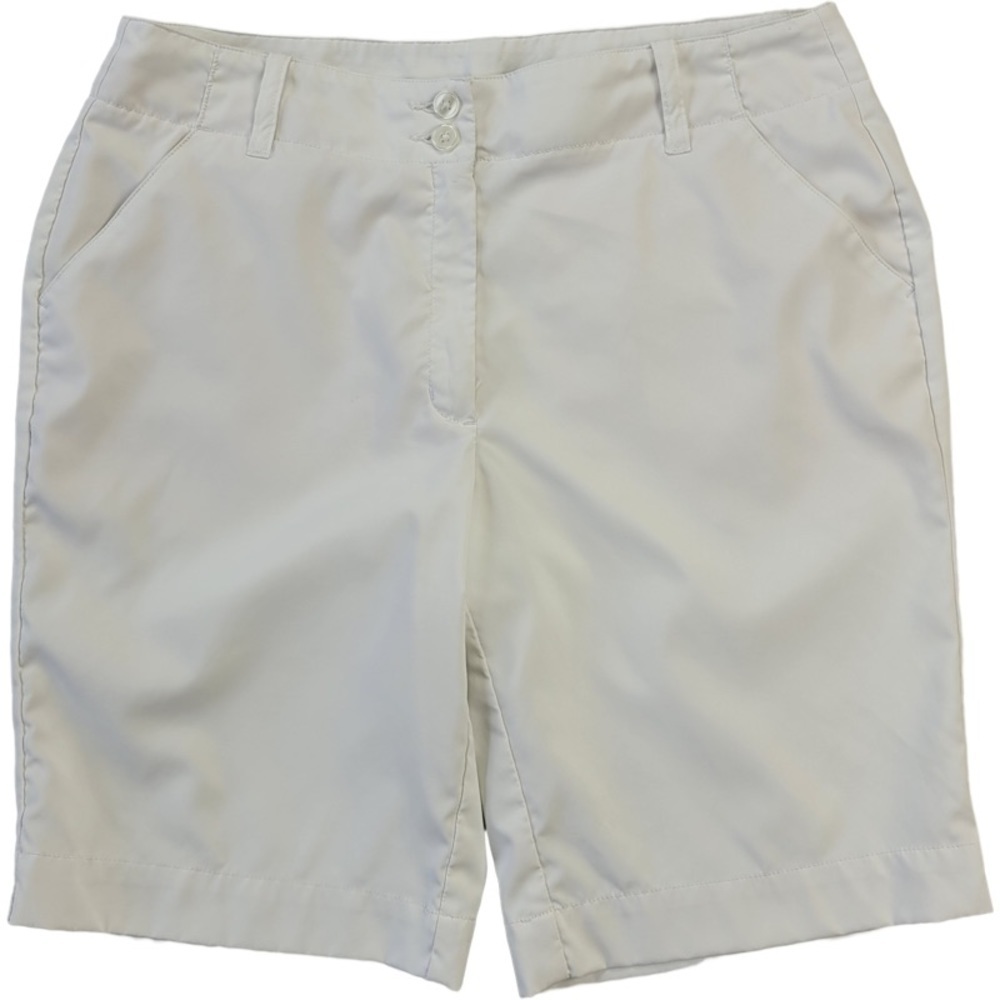 Kate Lord Woman’s white light weight flat front shorts high waist size 10